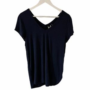 H by Bordeaux Blue V Neck Split Side Tee M